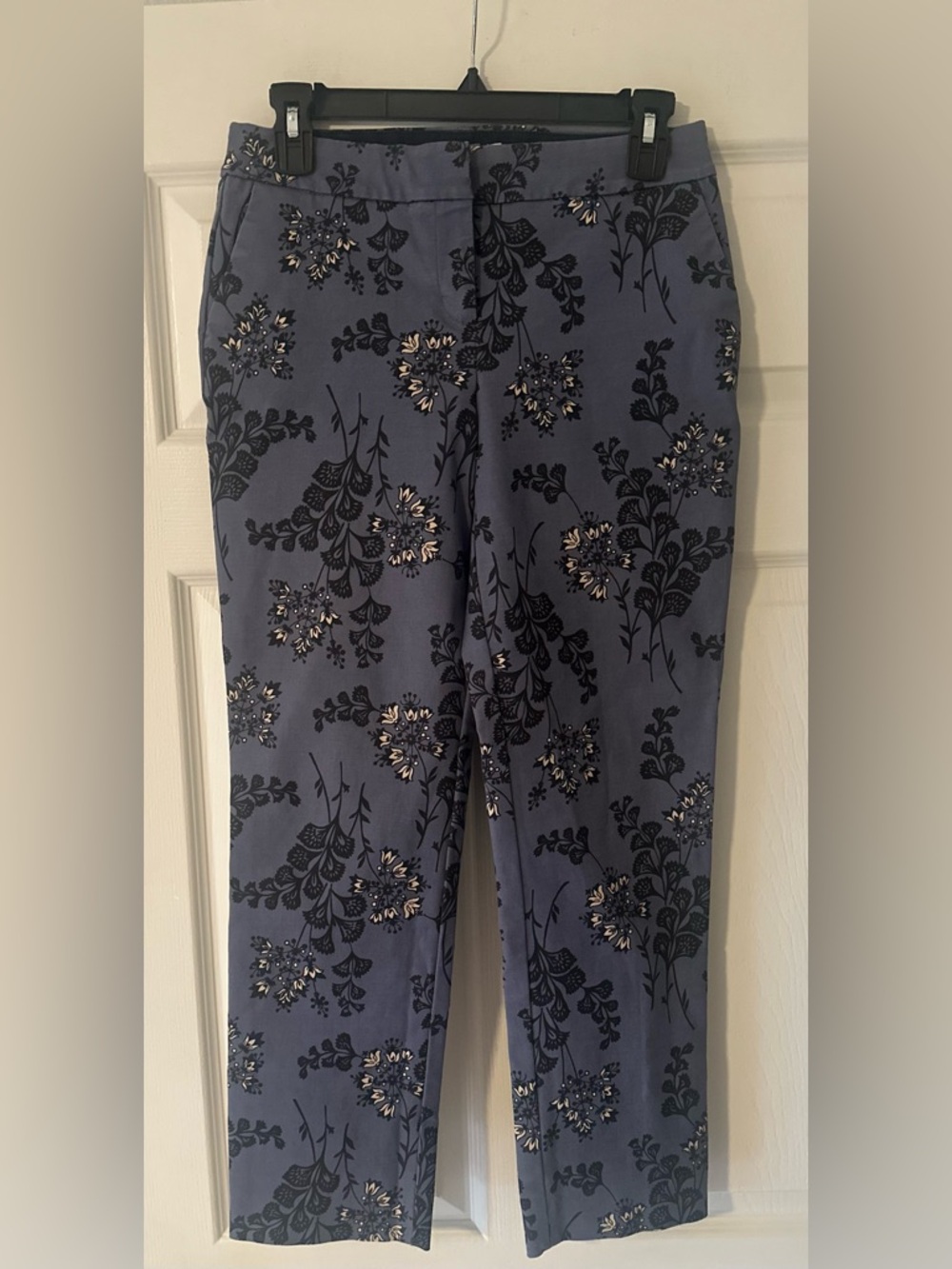 Women's Boden Richmond Trousers Pants Blue Floral Ankle Spring Stretch 6P.